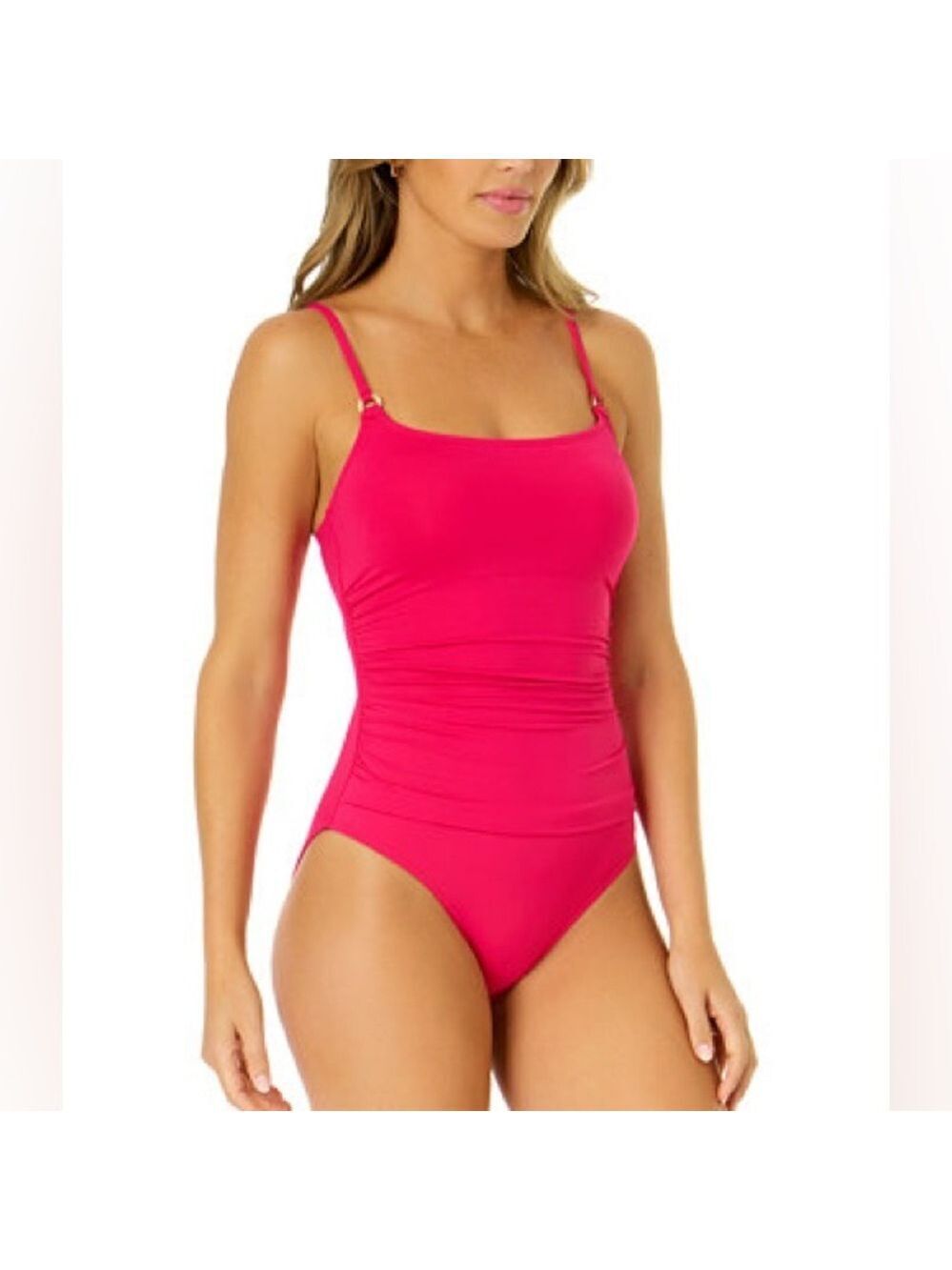 Anne Cole Ruched Scoop Neck Padded Full Coverage One Piece Swimsuit